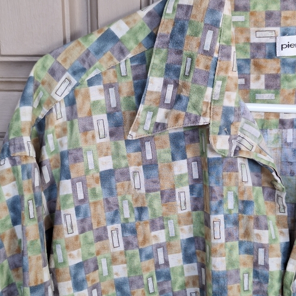 VTG Pierre Cardin Mens Shirt SzXL Multicolor Collar Short Sleeves 100% Cotton - Picture 5 of 12